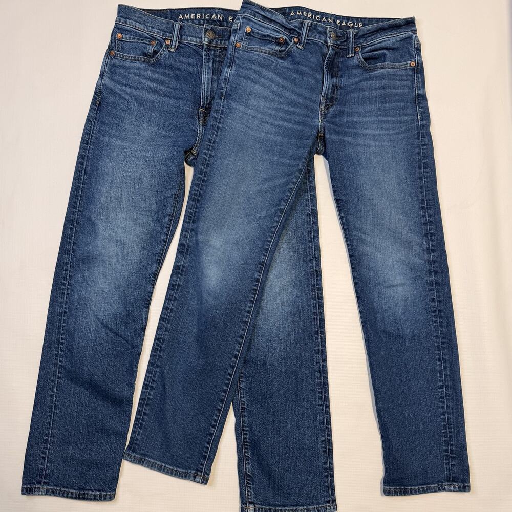 American Eagle Outfitters Jeans Mens 29x30 Blue Straight Stretch Lot Of 2 Denim